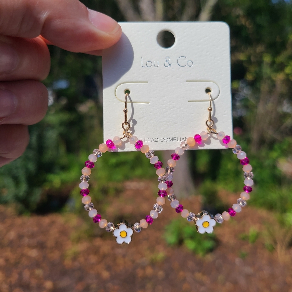 Earrings Pink w/ Daisy